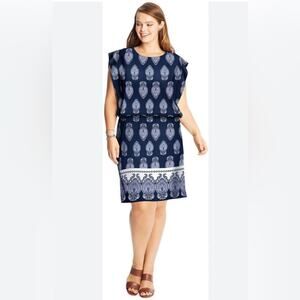 EUC JMS Just My Size Knee-Length, Wrinkle Free, Elastic Waist Dress size 2X Blue